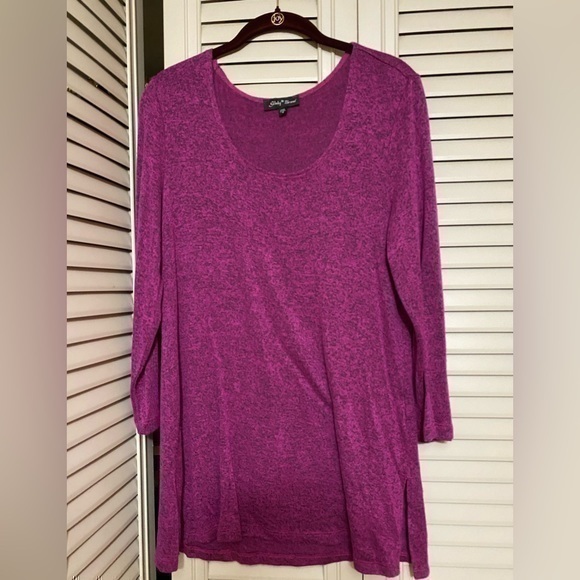 👩🏼‍💻💼 Slinky Brand Purple/Pink Sweater Tunic - Picture 1 of 4
